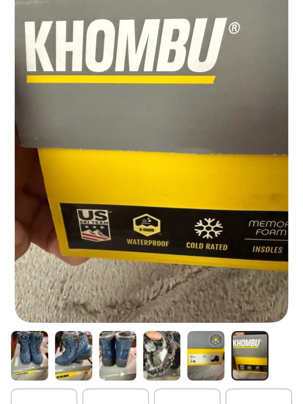 Khombu Navy Quilted Waterproof Girls Winter Boots